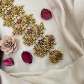 Vriksham Elgant Peacock With Floral Bridal Jada Billai-Gold Bead-G19281
